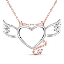  10k Two-tone Gold Womens Round Diamond Devil Naughty Heart Pendant .01 Cttw