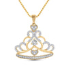 10k Yellow Gold Womens Round Diamond Crown Tiara Fashion Pendant 1/6 Cttw
