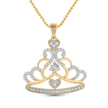  10k Yellow Gold Womens Round Diamond Crown Tiara Fashion Pendant 1/6 Cttw