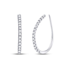 10k White Gold Womens Round Diamond Hoop Earrings 1/4 Cttw