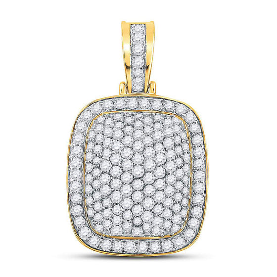14k Yellow Gold Mens Round Diamond Pillow Charm Pendant 3 Cttw