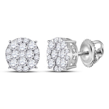 14k White Gold Womens Round Diamond Cluster Earrings 1 Cttw