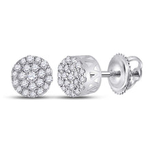  14k White Gold Womens Round Diamond Cluster Earrings 1/4 Cttw