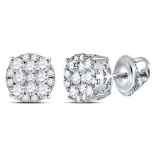  14k White Gold Womens Round Diamond Cluster Stud Earrings 1/2 Cttw