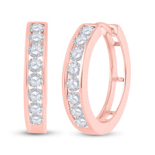  10k Rose Gold Womens Round Diamond Hoop Earrings 1 Cttw