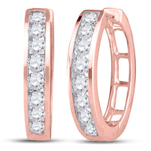  10k Rose Gold Womens Round Diamond Hoop Earrings 1/2 Cttw