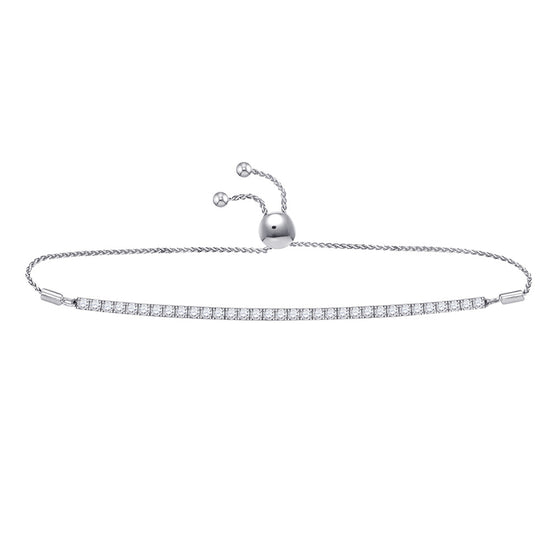 14k White Gold Womens Round Diamond Classic Bolo Bracelet 4 Cttw