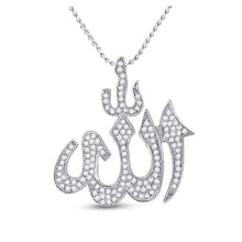  10k White Gold Mens Round Diamond Allah Islam Charm Pendant 1/3 Cttw