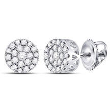 14k White Gold Womens Round Diamond Flower Halo Cluster Earrings 1/2 Cttw