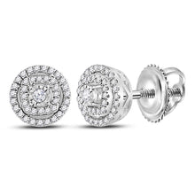  14k White Gold Womens Round Diamond Halo Earrings 1/4 Cttw