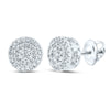 14k White Gold Womens Round Diamond Cluster Earrings 1/2 Cttw