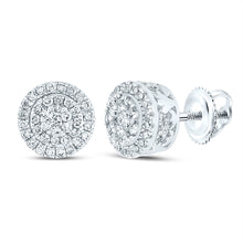  14k White Gold Womens Round Diamond Cluster Earrings 1/2 Cttw