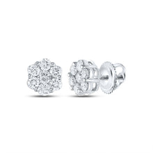  14k White Gold Womens Round Diamond Flower Cluster Earrings 1-1/2 Cttw