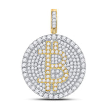  10k Yellow Gold Mens Round Diamond Bitcoin Circle Charm Pendant 2-1/2 Cttw