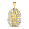 10k Yellow Gold Mens Round Diamond Pharaoh Face Charm Pendant 5/8 Cttw