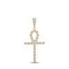 10k Yellow Gold Mens Round Diamond Ankh Cross Charm Pendant 5/8 Cttw