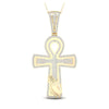 10k Yellow Gold Mens Round Diamond Ankh Cross Charm Pendant 5/8 Cttw