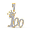 10k Yellow Gold Mens Round Diamond 100 Hundred Crown Charm Pendant 1/2 Cttw