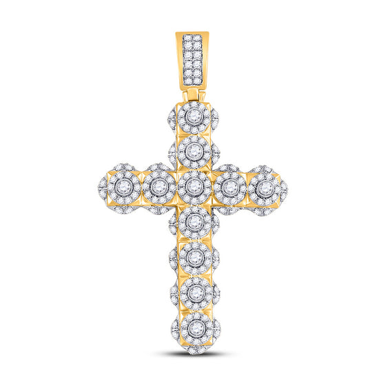 14k Yellow Gold Mens Round Diamond Studded Charm Pendant 2 Cttw