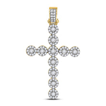  14k Yellow Gold Mens Round Diamond Cross Charm Pendant 2 Cttw