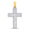 14k Yellow Gold Womens Round Diamond Cross Pendant 1/2 Cttw