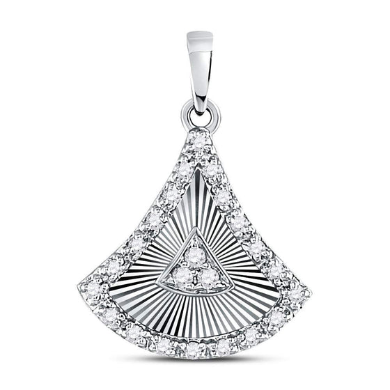 10k White Gold Womens Round Diamond Fashion Pendant 1/6 Cttw