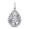 10k White Gold Womens Round Diamond Teardrop Pendant 1/6 Cttw