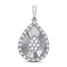  10k White Gold Womens Round Diamond Teardrop Pendant 1/6 Cttw