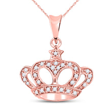  10k Rose Gold Womens Round Diamond Crown Fashion Pendant 1/8 Cttw