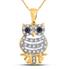 10k Yellow Gold Womens Diamond Owl Pendant 1/6 Cttw