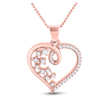  10k Rose Gold Womens Round Diamond Scattered Heart Pendant 1/8 Cttw