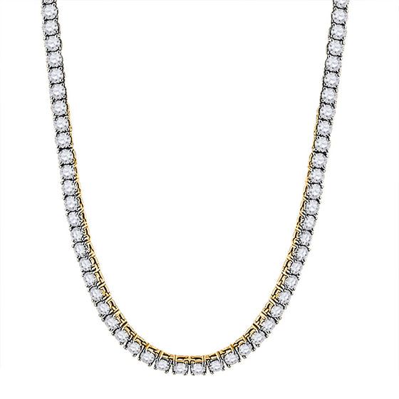 10k Yellow Gold Mens Round Diamond 26-inch Tennis Chain Necklace 25-3/8 Cttw