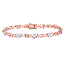  Rose-tone Sterling Silver Womens Round Diamond Mom Bracelet 1/20 Cttw