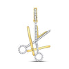 10k Yellow Gold Mens Round Diamond Barber Scissors Charm Pendant 1/2 Cttw