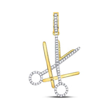  10k Yellow Gold Mens Round Diamond Barber Scissors Charm Pendant 1/2 Cttw