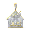 10k Yellow Gold Mens Round Diamond Trap House Charm Pendant 3/4 Cttw