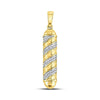 10k Yellow Gold Mens Round Diamond Barber Pole Charm Pendant 1/8 Cttw