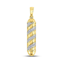  10k Yellow Gold Mens Round Diamond Barber Pole Charm Pendant 1/8 Cttw