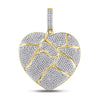 10k Yellow Gold Mens Round Diamond Fractured Broken Heart Charm Pendant 1-1/2 Cttw