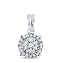  14k White Gold Womens Round Diamond Halo Cluster Pendant 1/2 Cttw