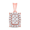 14k Rose Gold Womens Round Diamond Rectangular Cluster Pendant 1/2 Cttw