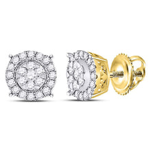  14k Yellow Gold Womens Round Diamond Halo Cluster Earrings 1/4 Cttw