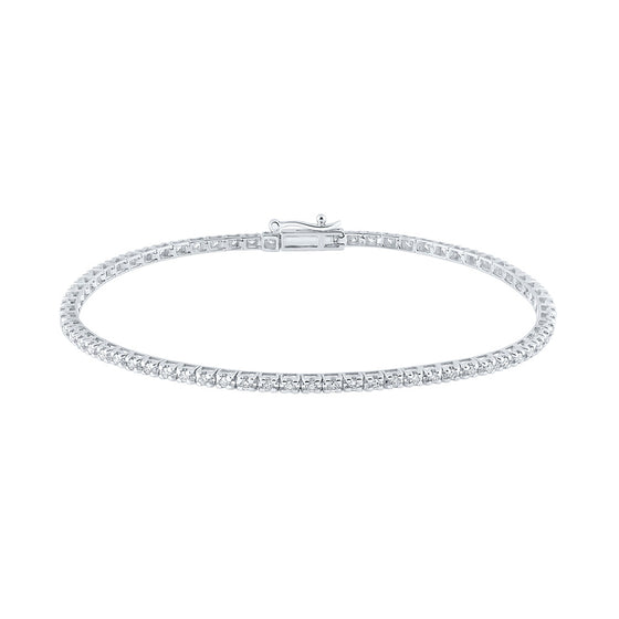 14k White Gold Womens Round Diamond Tennis Bracelet 3/4 Cttw