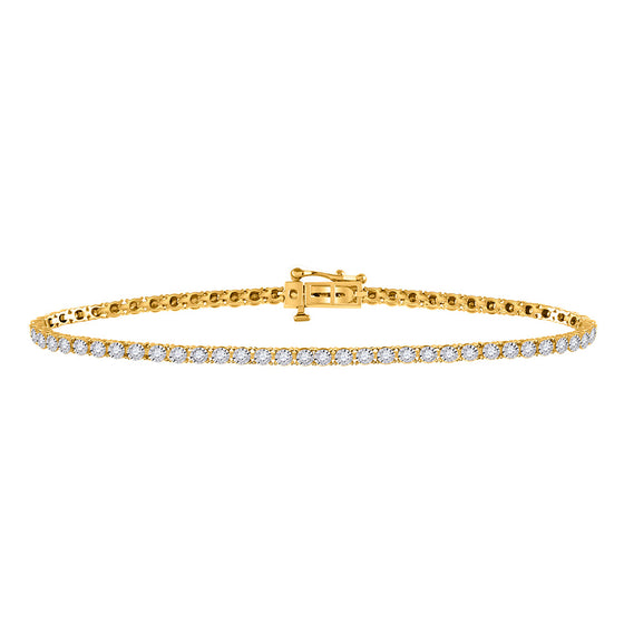 14k Yellow Gold Womens Round Diamond Tennis Bracelet 1 Cttw
