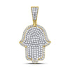 10k Yellow Gold Mens Round Diamond Hamsa Charm Pendant 1-1/4 Cttw