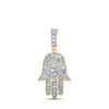 10k Yellow Gold Mens Round Diamond Hamsa Eye Fatima Charm Pendant 1/4 Cttw