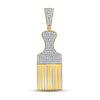 10k Yellow Gold Mens Round Diamond Afro Hair Pick Charm Pendant 1/2 Cttw