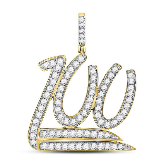 10k Yellow Gold Mens Round Diamond 100 Hundred Emoji Charm Pendant 1-1/4 Cttw