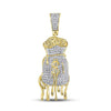 10k Yellow Gold Mens Round Diamond Dripping Money Bag Charm Pendant 1/2 Cttw