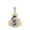 10k Yellow Gold Mens Round Diamond Money Bag Stacks Charm Pendant 3/4 Cttw